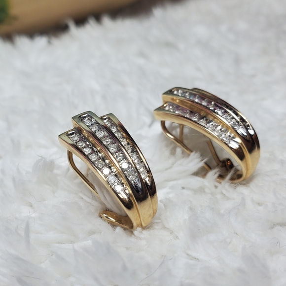 Zales14kGold Channel Set Diamond Earrings - Picture 3 of 14